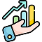 Icon of a hand holding a dollar bill representing sales